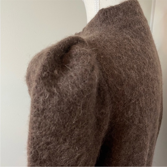 Ever New Alpaca Blend Puff Shoulder Sweater Brown | Soft Luxe Knit | Size Small - Picture 6 of 12